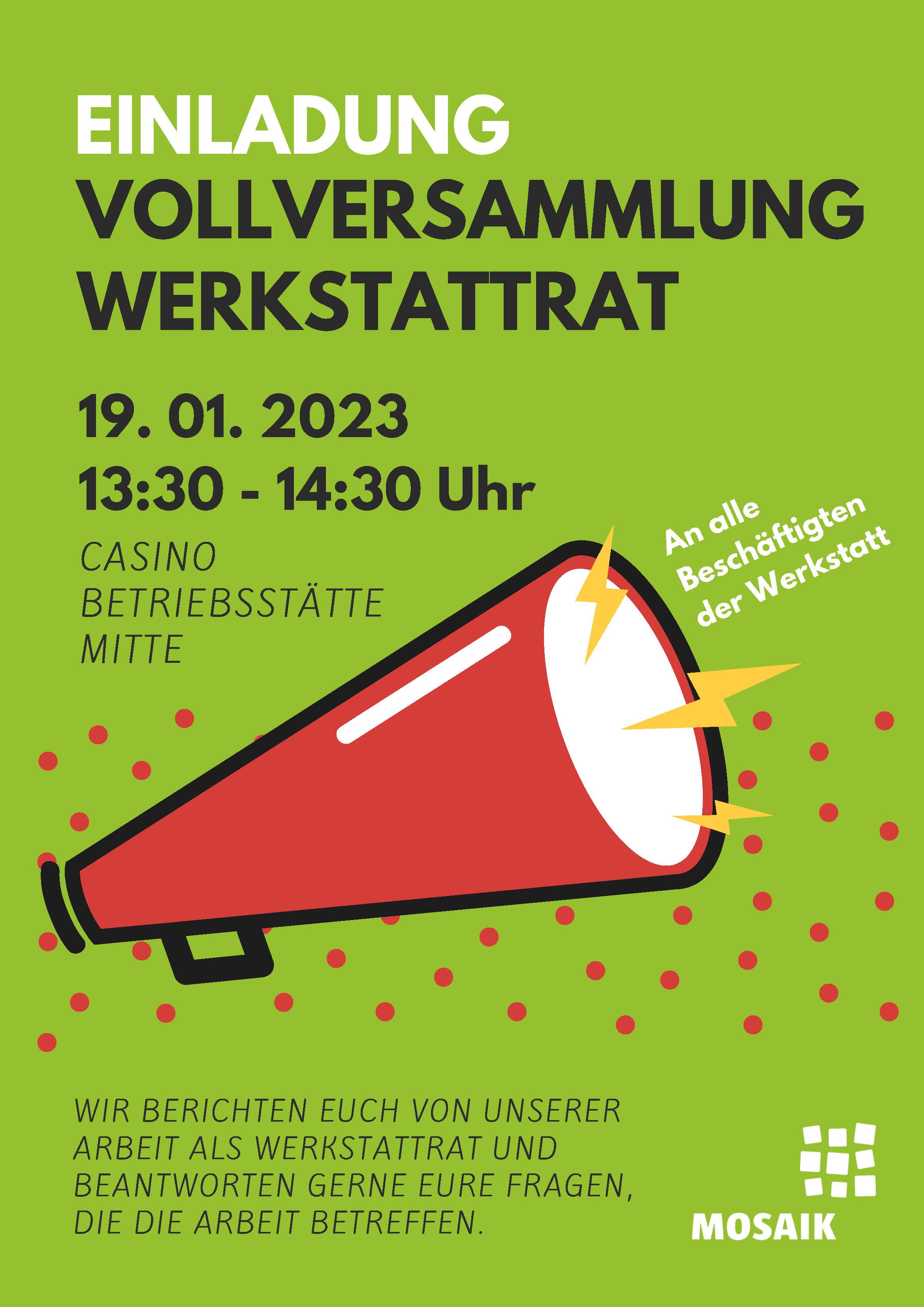 Einladung Vollversammlung