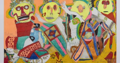 AntonSuvorov, Masken, Faserstift auf Papier, 2021
