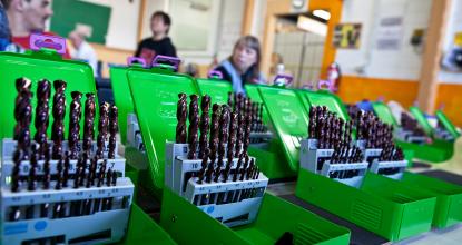 Verpackung von Bohrern in der Außengruppe Gühring der Betriebsstätte Reinickendorf