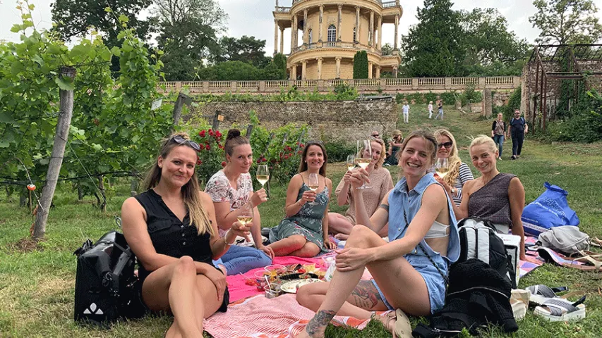 Picknicken zwischen den Weinreben auf dem Königlichen Weinfest 2019
