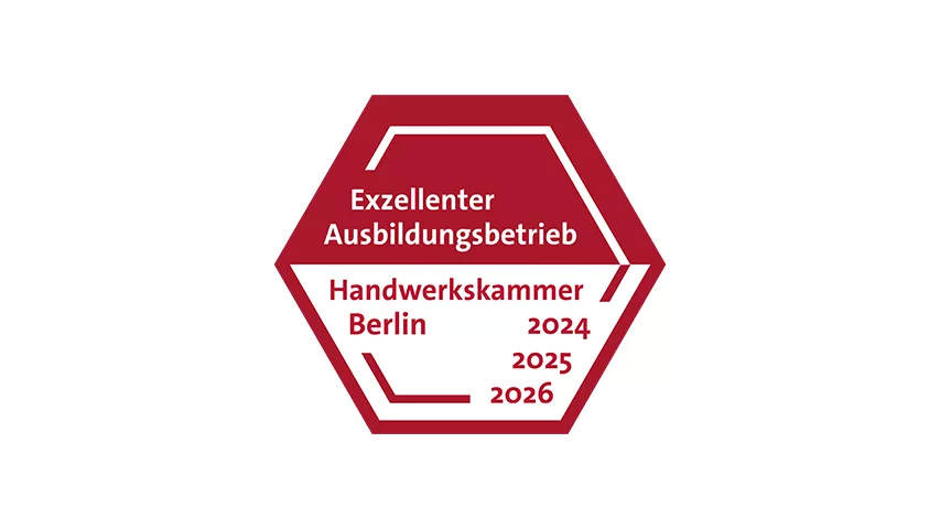 Siegel "Exzellenter Ausbildungsbetrieb" der Handwerkskammer Berlin