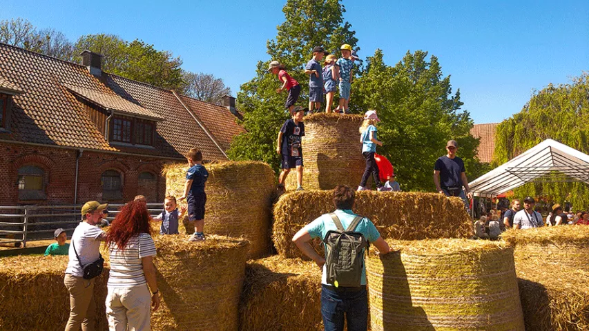 Toben auf der Strohhüpfburg 